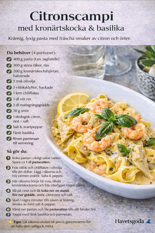 Citronpasta med räkor/scampi